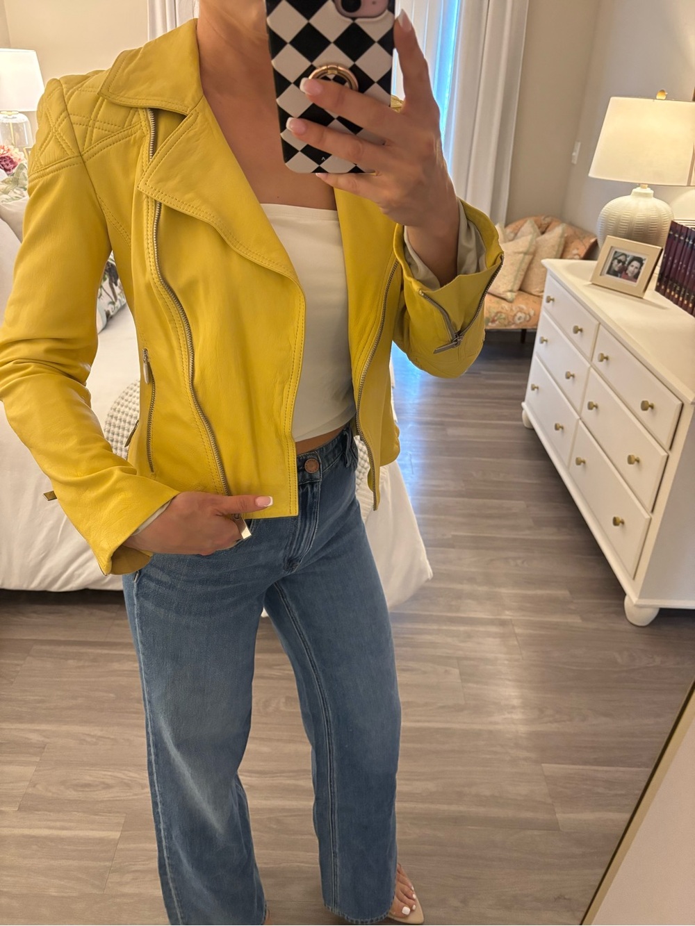 Needle & Thread Heritage Leather Jacket in Mustard Yellow 💛